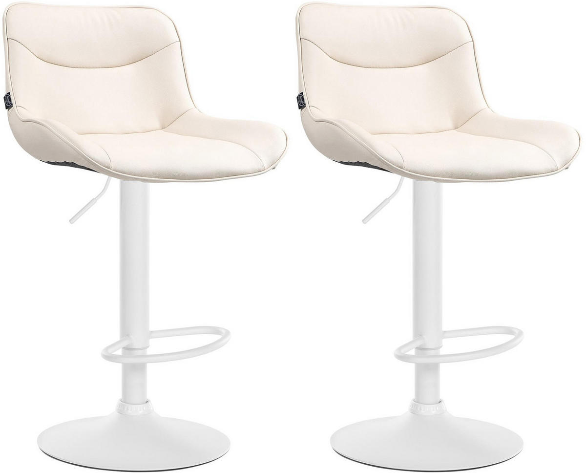 BARHOCKER 2er Set Lederlook creme - Creme/Weiß, Textil/Metall (49/85/51cm) - CLP