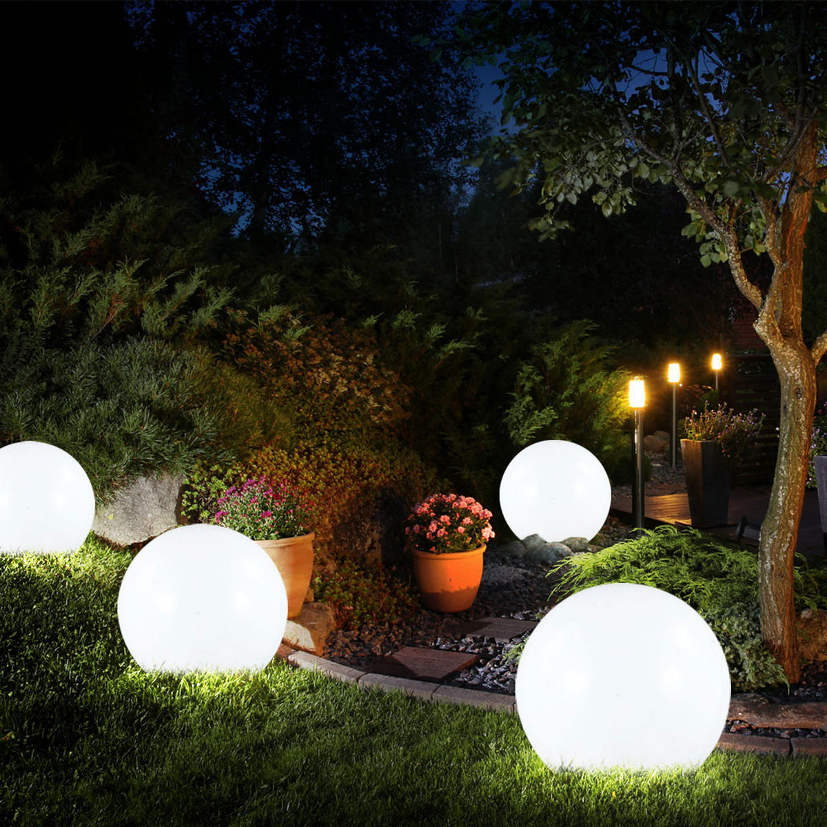 LED AUSSENLEUCHTE Solarkugel Weiß - Weiß, Kunststoff (15/15/42.5cm)