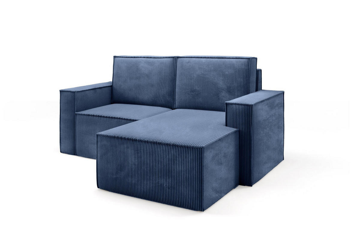 ECKSOFA Orto Dunkelblau, Zweisitzer Kordecksofa linke seite - Dunkelblau, Holzwerkstoff/Textil (180/141cm) - Bettso