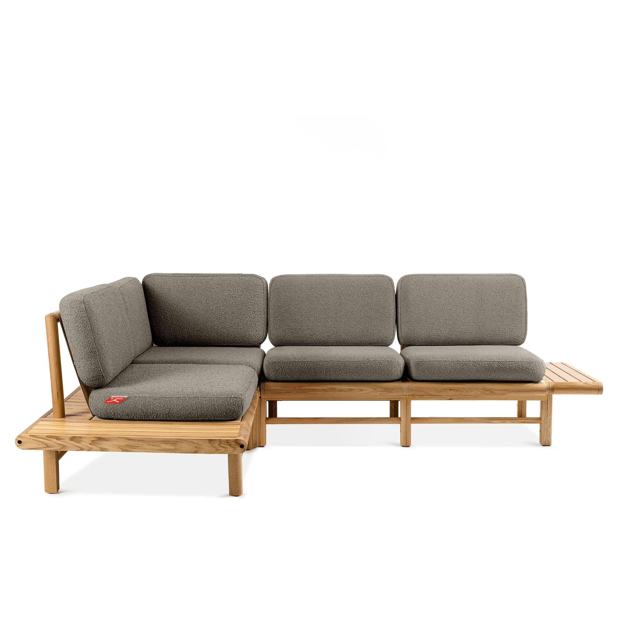 LOUNGESOFA ATREDA links - Grau, Holz/Textil (245/74/175cm) - KONSIMO®