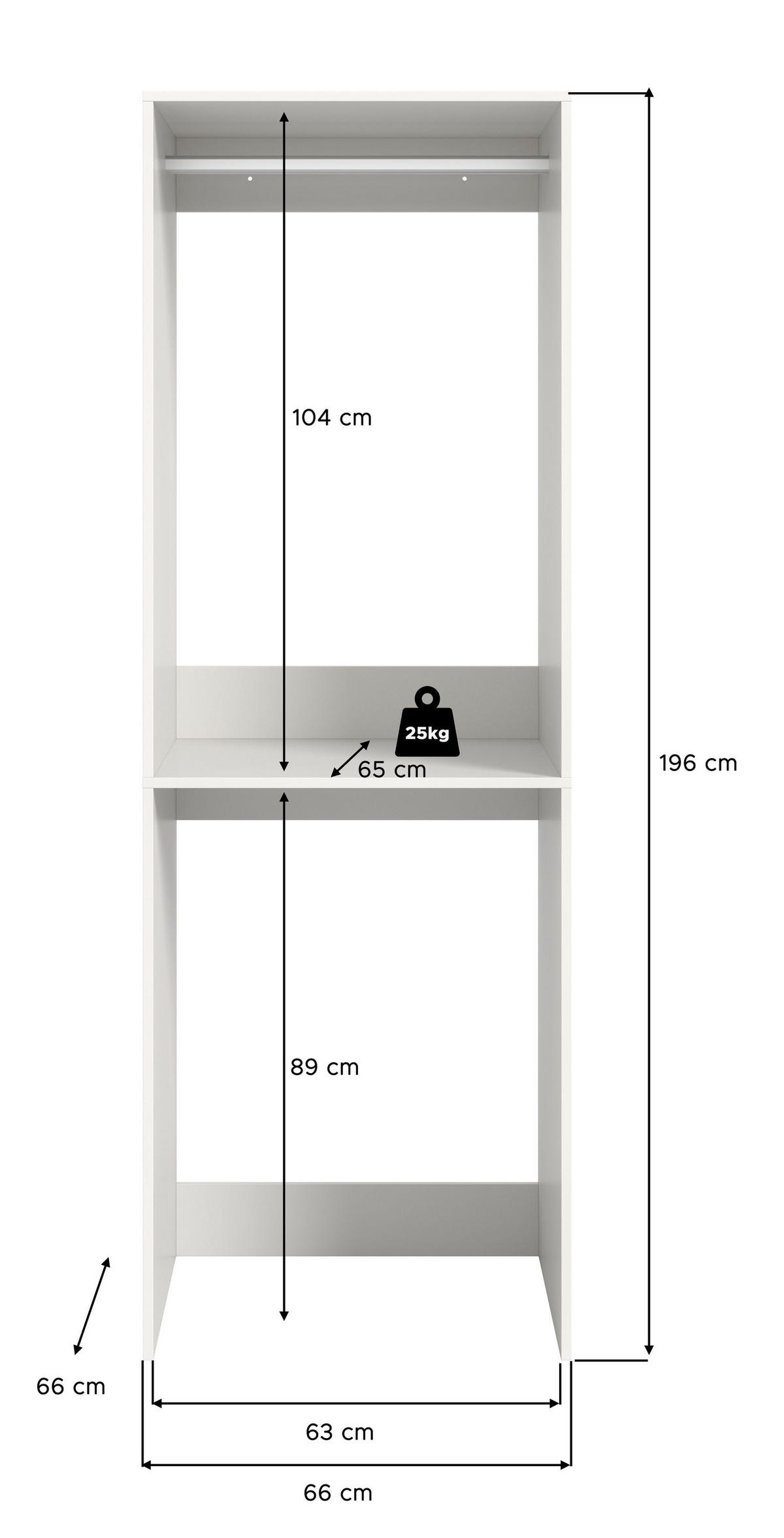 WASCHMASCHINENSCHRANK Mixx (B/H/T: ca. 66/195/66 cm) in Weiß/weiß - Weiß, Holzwerkstoff (66/195/66cm)