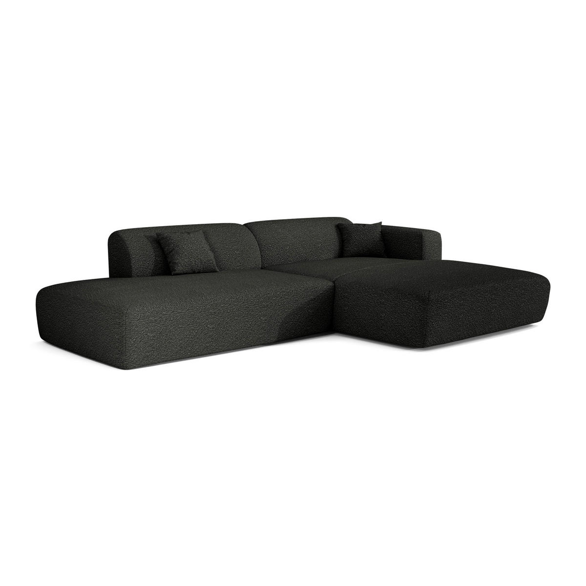 ECKSOFA RECHTS Bouclé-Stoff Dunkles Anthrazit 310cm - Anthrazit, Textil (310/96cm) - Sia Home