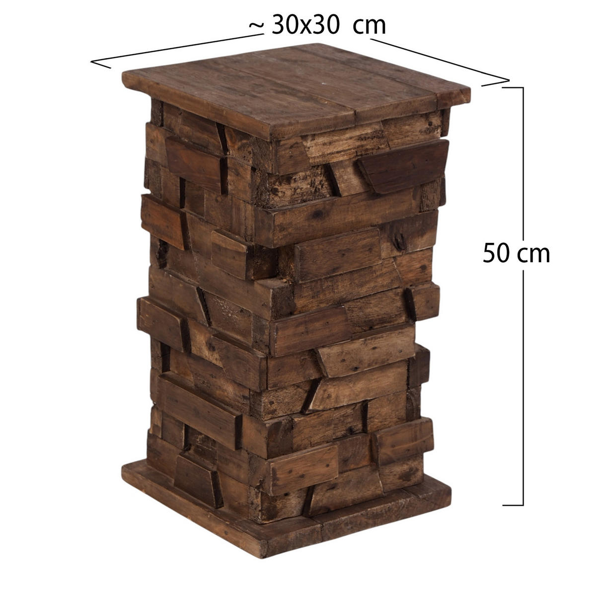BLUMENHOCKER Dome Mahagoni Massivholz naturfarben - Naturfarben, Holz (27/28/50cm) - CREEDWOOD