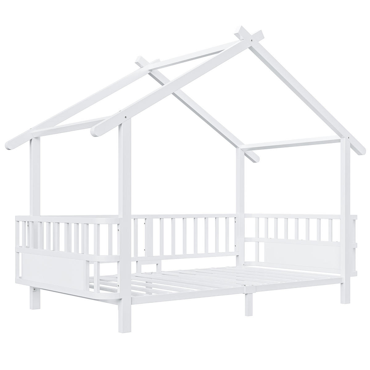 KINDERBETT in Hausform 90x200 cm Metall White - Weiß, Metall (90/200cm) - Meubliv