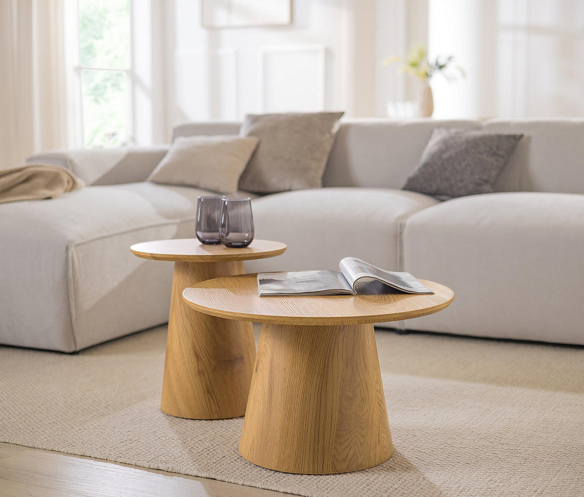 COUCHTISCH-SET - 2-teilig - Eichefarben, Holzwerkstoff (60/60/37cm) - home24