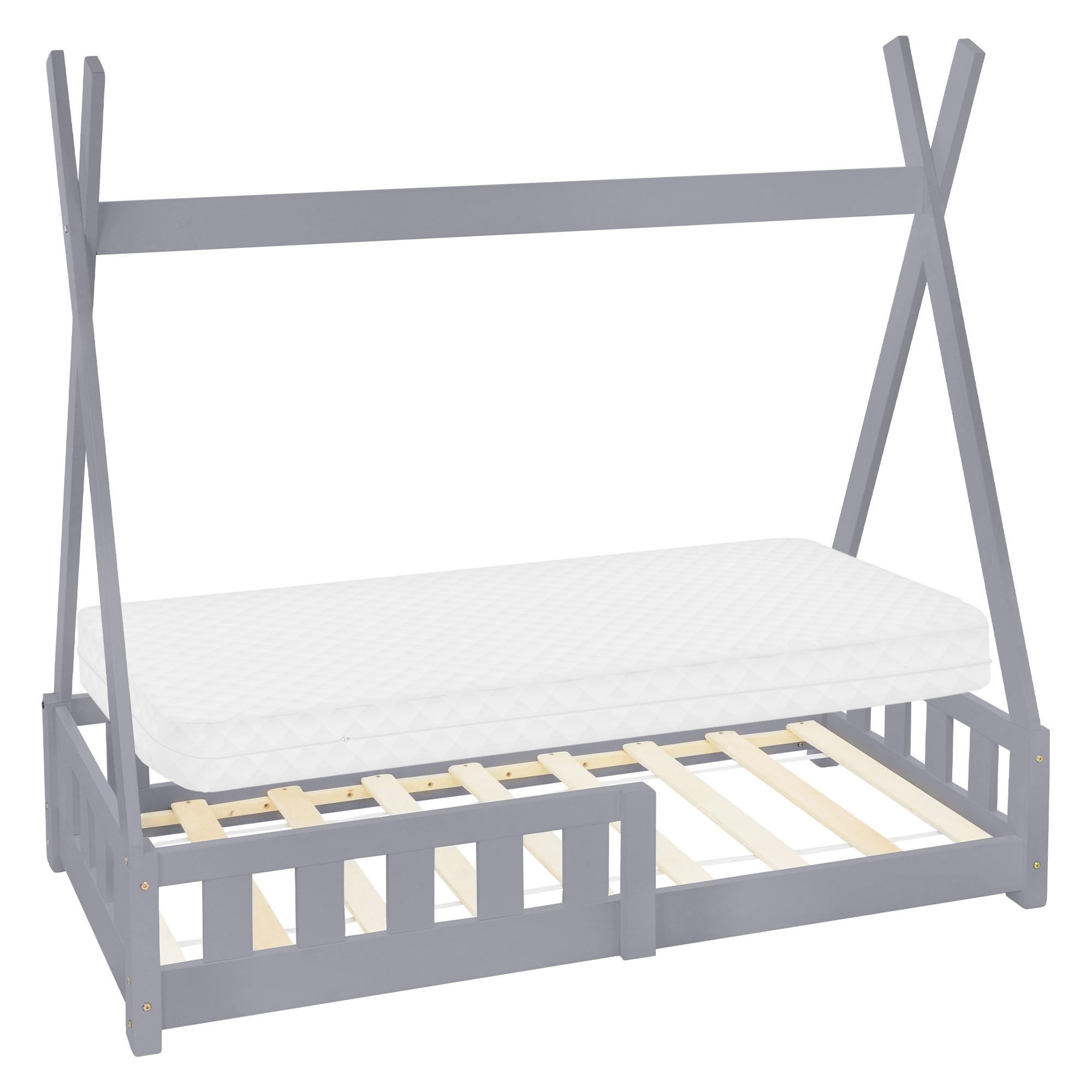 ML-DESIGN DĚTSKÁ POSTÝLKA Tipi s matrací 70x140 cm světle šedá