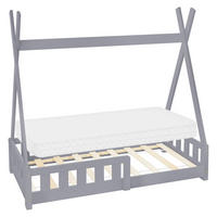 KINDERBETT Tipi mit Matratze 70x140 cm Hellgrau - Hellgrau, Holz (70/140cm) - ML-DESIGN