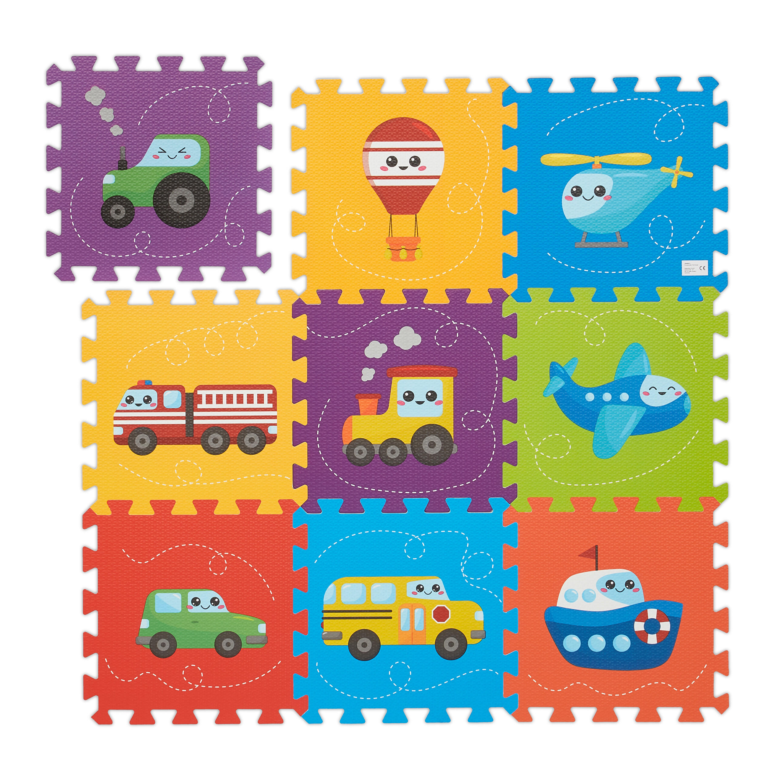 9-TLG.PUZZLEMATTE - Multicolor, Textil (30/30cm) - Relaxdays