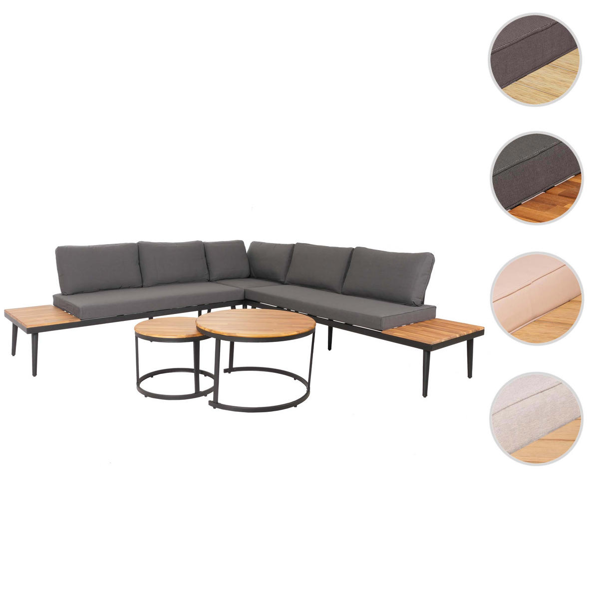 GARTEN-GARNITUR H54C Braun, Grau - Braun/Grau, Holz - MCW
