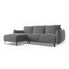ECKSOFA mit Schlaffunktion Samt Stoff Grau - Schwarz/Grau, Textil/Metall (162/242cm) - Makamii