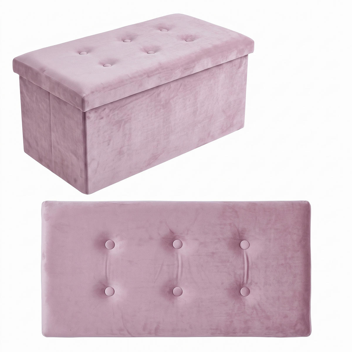 SAMTHOCKER mit Stauraum 76/38/38 cm - Rosa, Textil (38/38/76cm) - SCENA LIVING