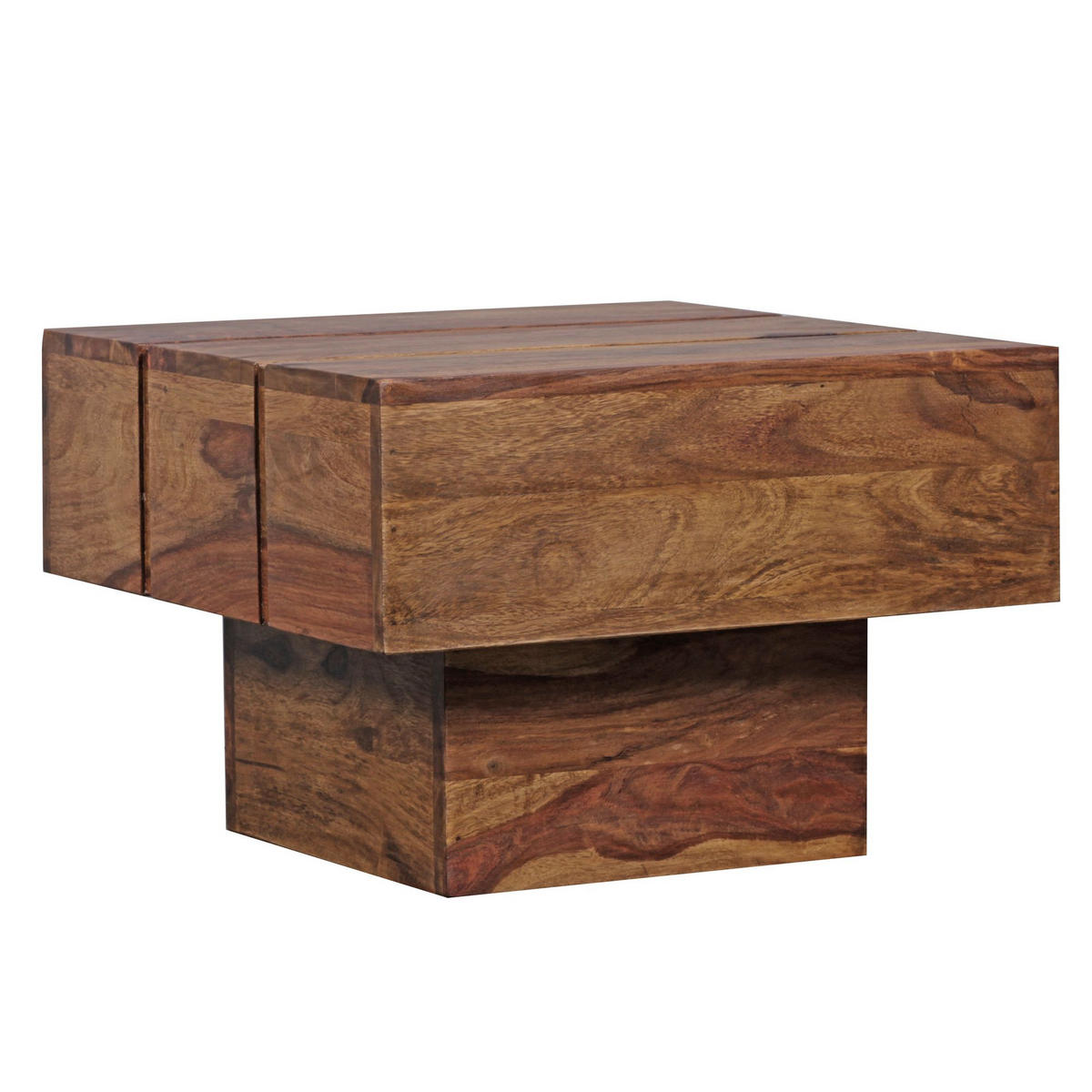 BEISTELLTISCH aus Massivholz, handgefertigt, Unikat, Braun 44x44x30 cm - Braun, Holz (44/44/30cm) - KADIMA DESIGN
