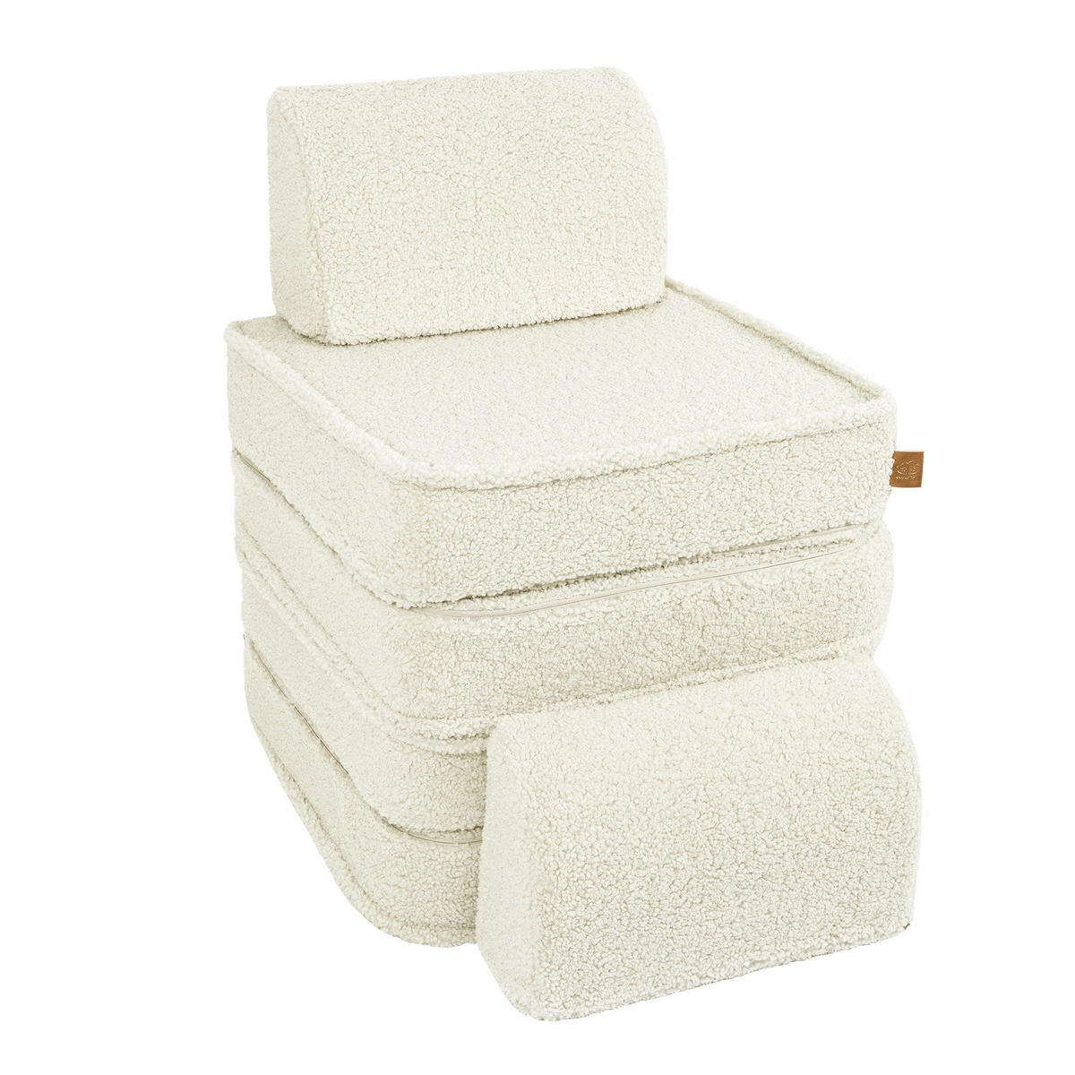 KINDERSOFA Pocket Basic modular 4-tlg. aus Teddystoff in Creme - Creme, Textil (120/25/60cm) - MeowBaby