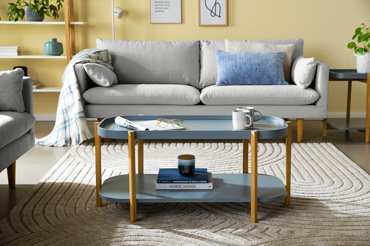 3-SITZER SOFA - Webstoff - Hellgrau, Textil (200/83/85cm) - home24