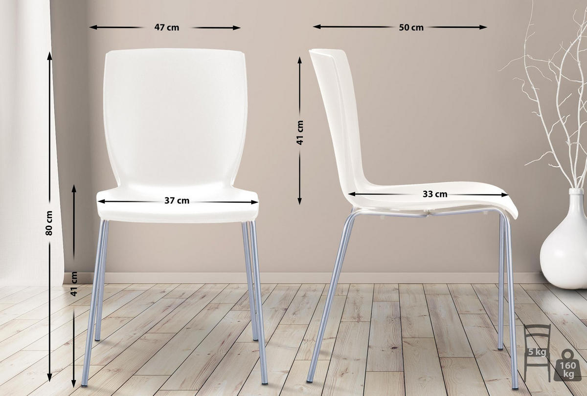 STAPELSTUHL Kunststoff creme - Creme, Kunststoff/Metall (47/80/50cm) - CLP