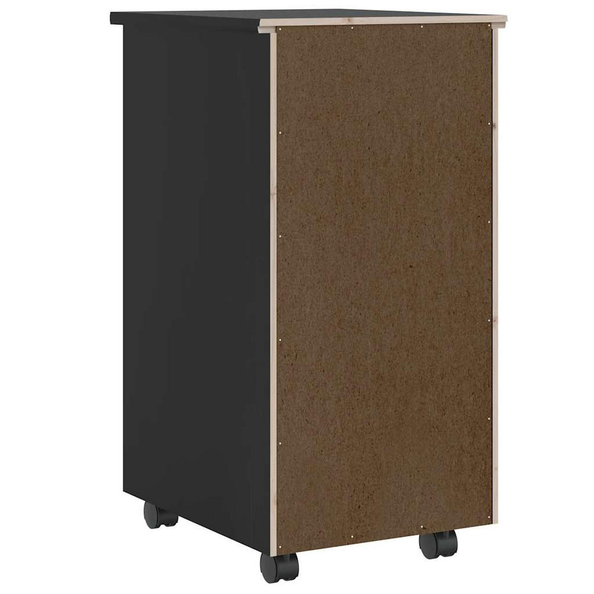 ROLLSCHRANK Mit Schubladen Moss Schwarz Massivholz Kiefer - Schwarz, Holz (39/65.5/34cm) - vidaXL