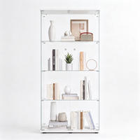 GLASVITRINE Weiß mit 2 Tür 4 Etagen mit Schloss - Weiß, Glas (36.32/164.34/80.52cm) - BPKADHY