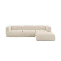 ECKSOFA Ottomane Rechts MIRA-L2 318x179x89 Creme Velours - Creme/Schwarz, Holzwerkstoff/Kunststoff (318/179cm) - ALTDECOR