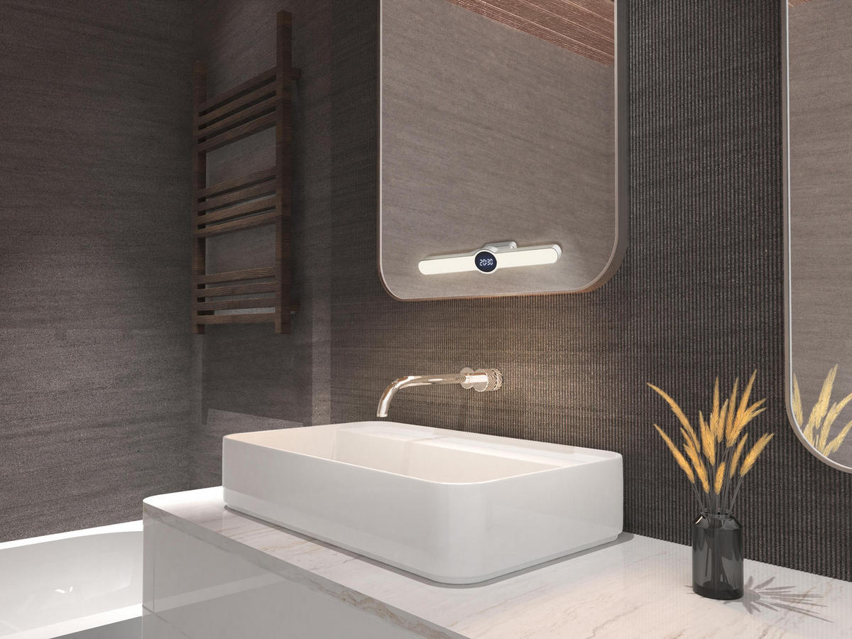 AKKU-LED-LICHT - mit Display, Farbtemperaturwechsel und Timerfunktion für Bad und Arbeitszimmer - Weiß, Kunststoff (4.3/30/4.2cm) - Northpoint