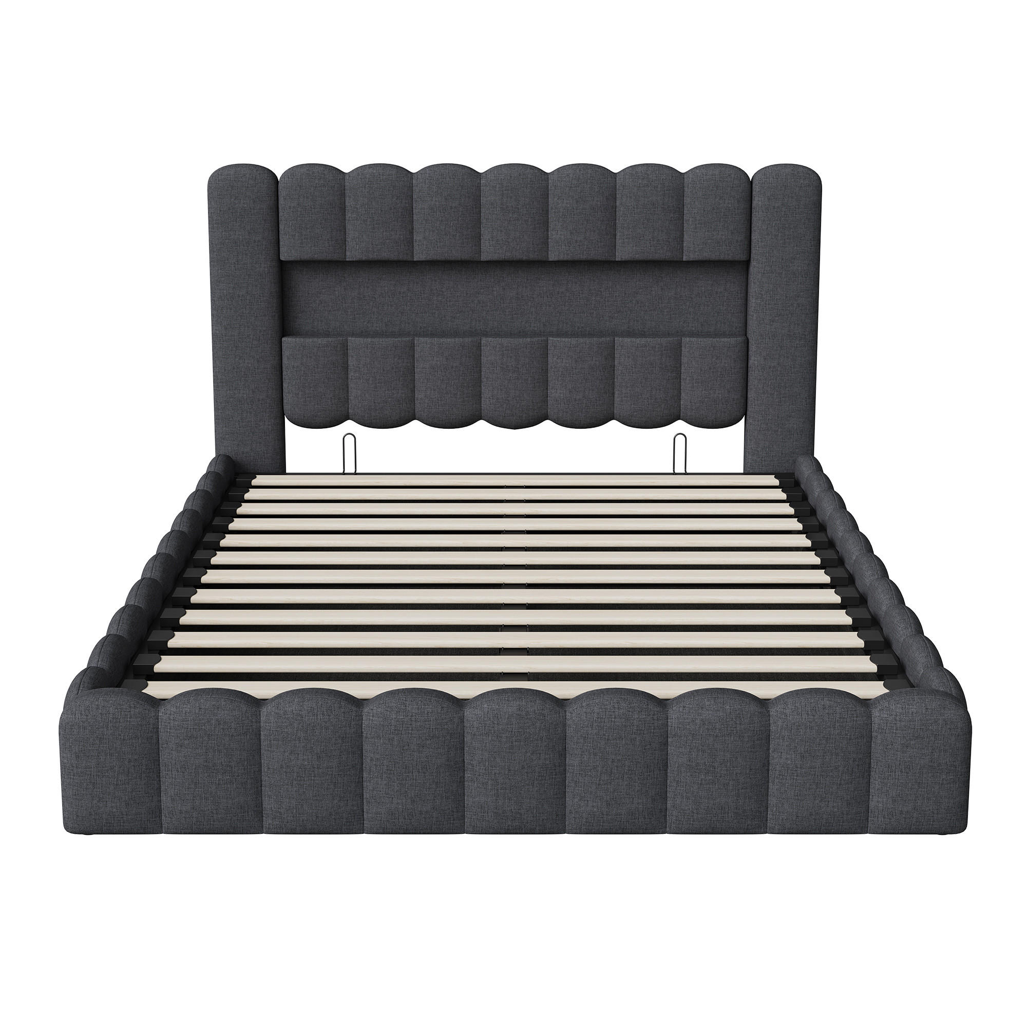 POLSTERBETT Modern 140/200 cm mit Bettkasten LED & USB Leinenoptik Grau - Grau, Textil (140/200cm) - Creahappy