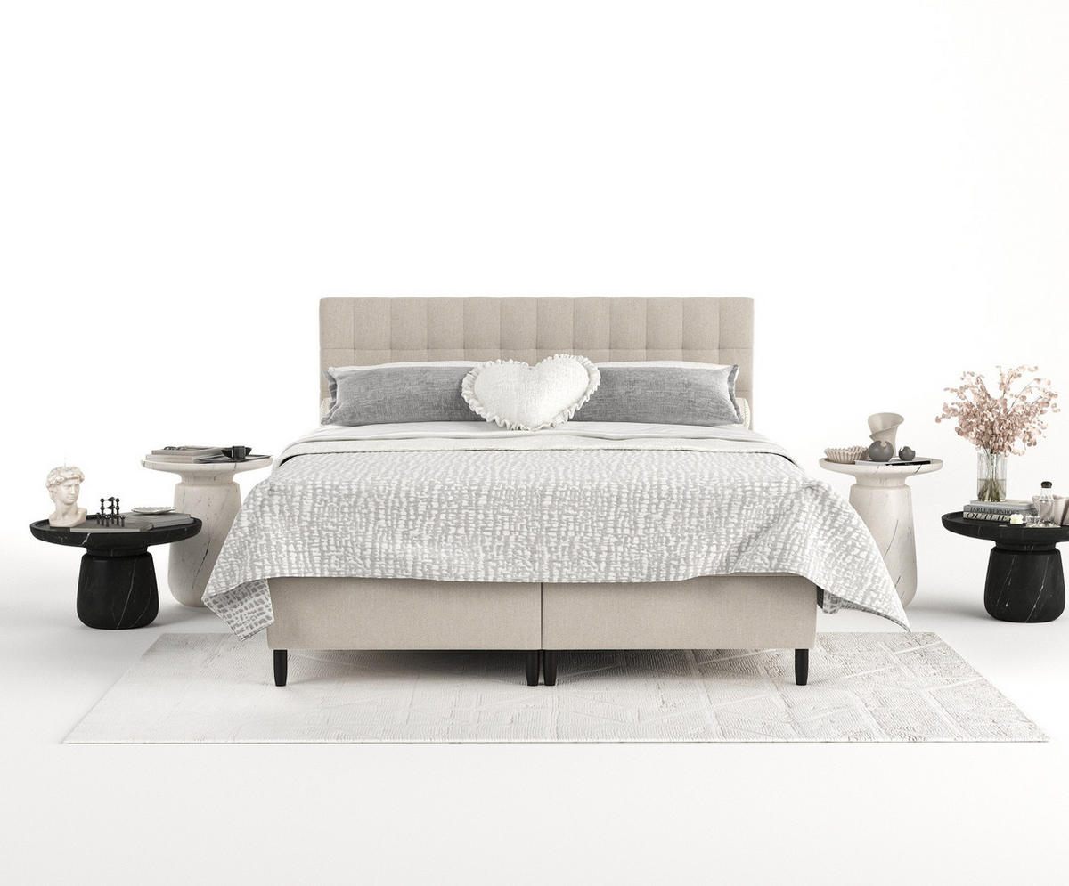BOXBETT Divine Beige 140/200 cm - Beige/Schwarz, Holz/Holzwerkstoff (140/200cm) - Maison de Reve