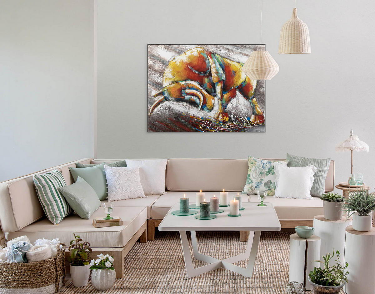 OLEJOMAĽBA 100/75 cm, Zvieratá - taupe, drevo/textil (100/75cm) - KUNSTLOFT