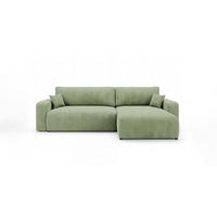 ROHOVÁ pohovka BERLIN pravá světle zelená manšestr Poso 47 - funkce spaní, úložný prostor - světle zelená, textil (285/184cm) - Cornero