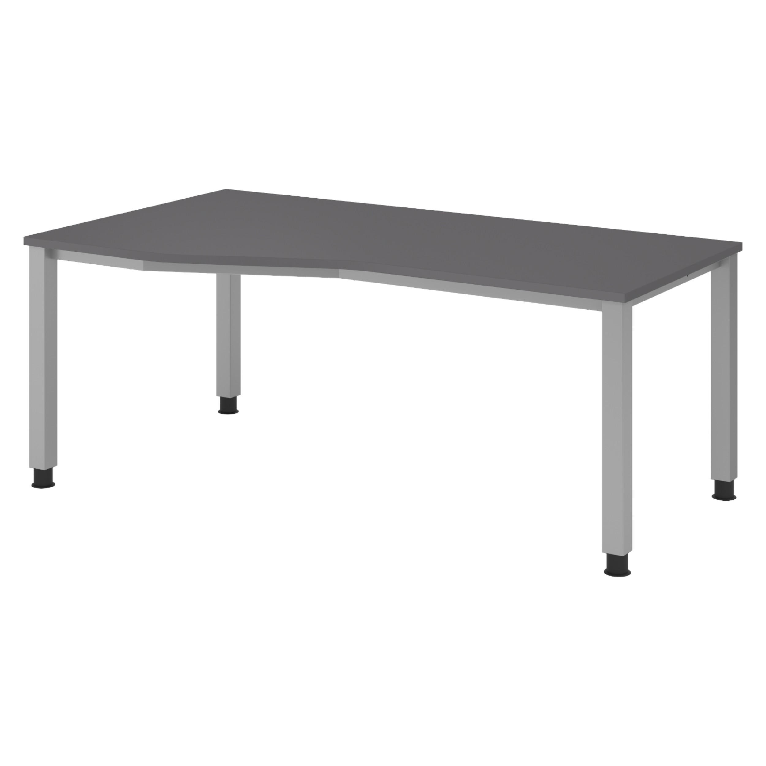 SCHREIBTISCH Serie-Q Gestell: Silber 100/180/74 cm in Graphitfarben - Graphitfarben, Holzwerkstoff (100/180/74cm) - bümö