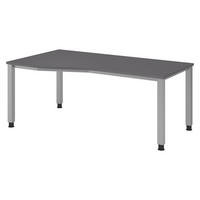 SCHREIBTISCH Serie-Q Gestell: Silber 100/180/74 cm in Graphitfarben - Graphitfarben, Holzwerkstoff (100/180/74cm) - bümö