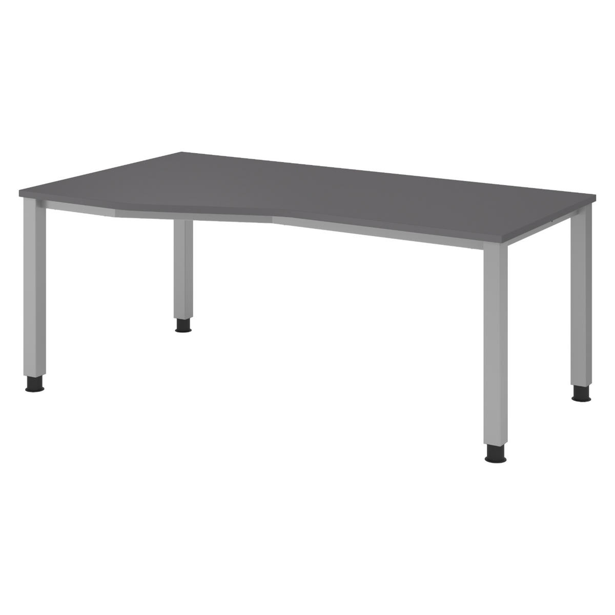SCHREIBTISCH Serie-Q Gestell: Silber 100/180/74 cm in Graphitfarben - Graphitfarben, Holzwerkstoff (100/180/74cm) - bümö