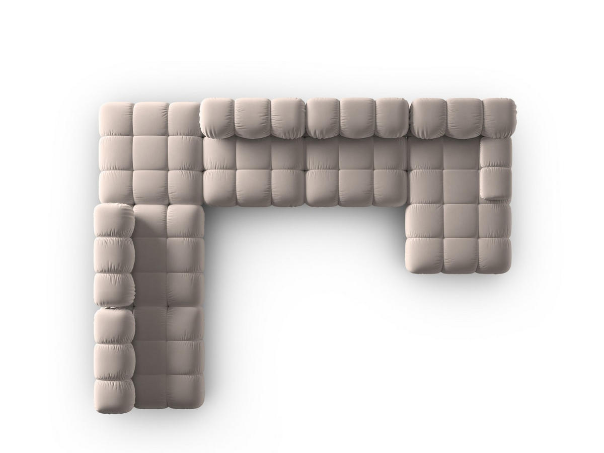 MODULARES-PANORAMASOFA links Bellis aus Samt beige 7 Sitzplätze - Beige, Textil (282/63/379cm) - Micadoni