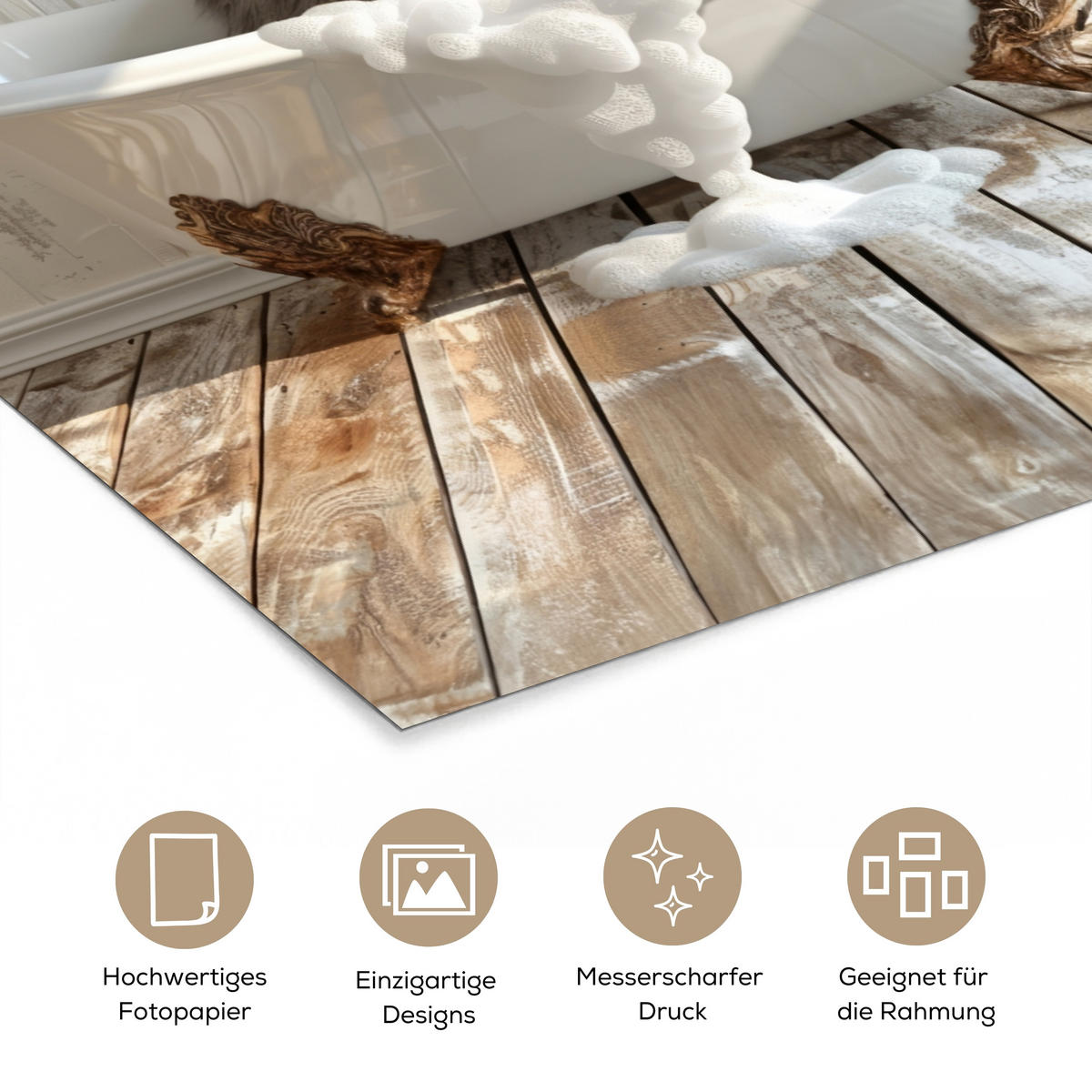 POSTER Esel - Tiere - Badewanne - Schaumstoff 40x60 cm - Weiß, Papier (40/60/0.1cm) - MuchoWow