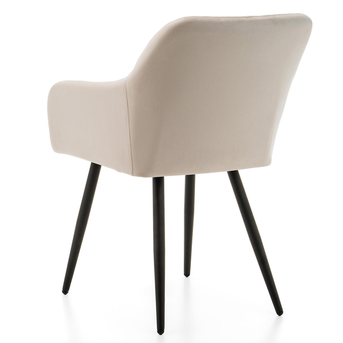 STUHL TODI gepolstert mit Steppung - beige - Samt Velours - Beige/Schwarz, Textil/Metall (56/85/62cm) - NEW HOME