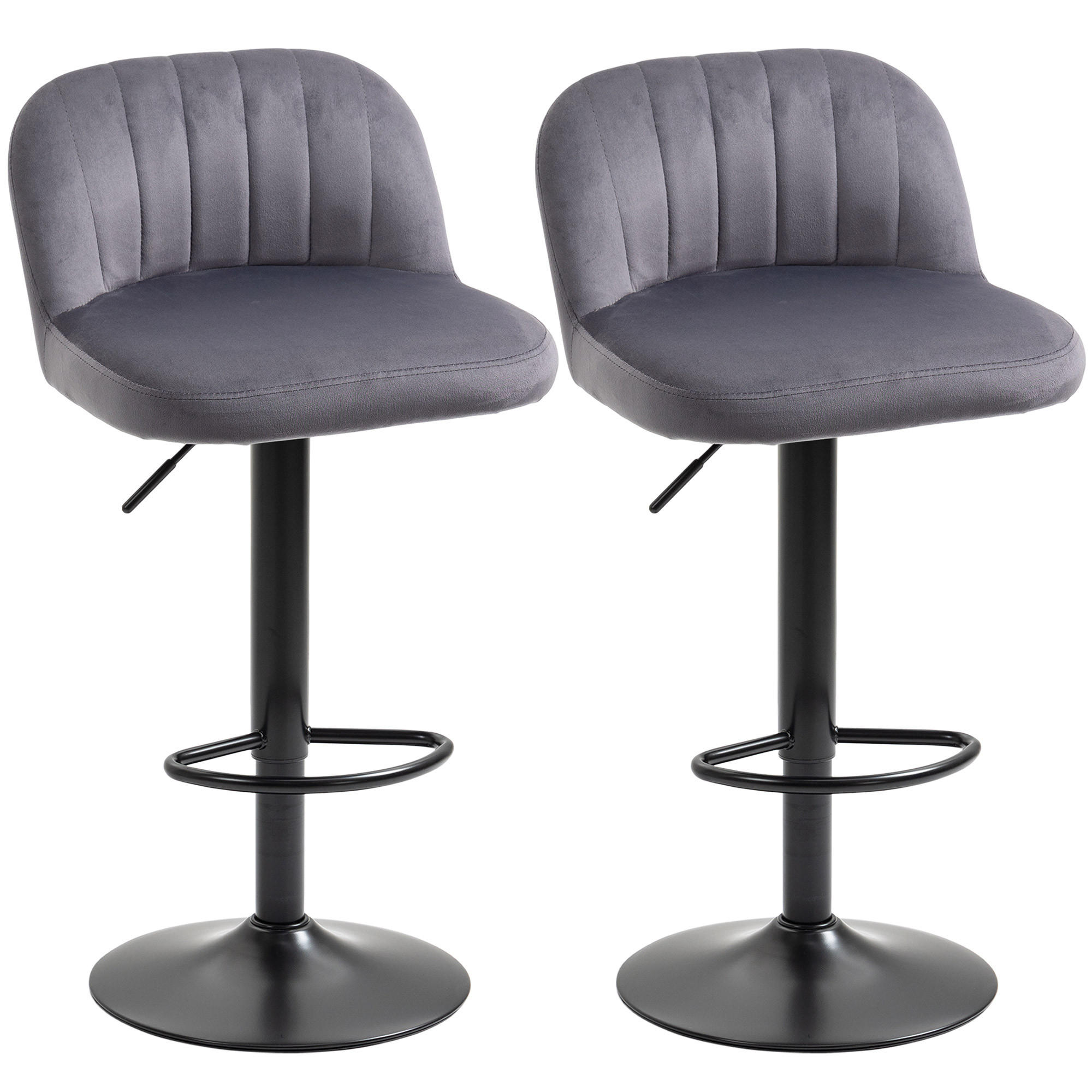 BARHOCKER 2er-Set DE-14823 höhenverstellbar & schwenkbar mit Fußstütze Grau - Grau, Metall (45/101/43cm) - ComfortXL