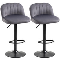 BARHOCKER 2er-Set DE-14823 höhenverstellbar & schwenkbar mit Fußstütze Grau - Grau, Metall (45/101/43cm) - ComfortXL