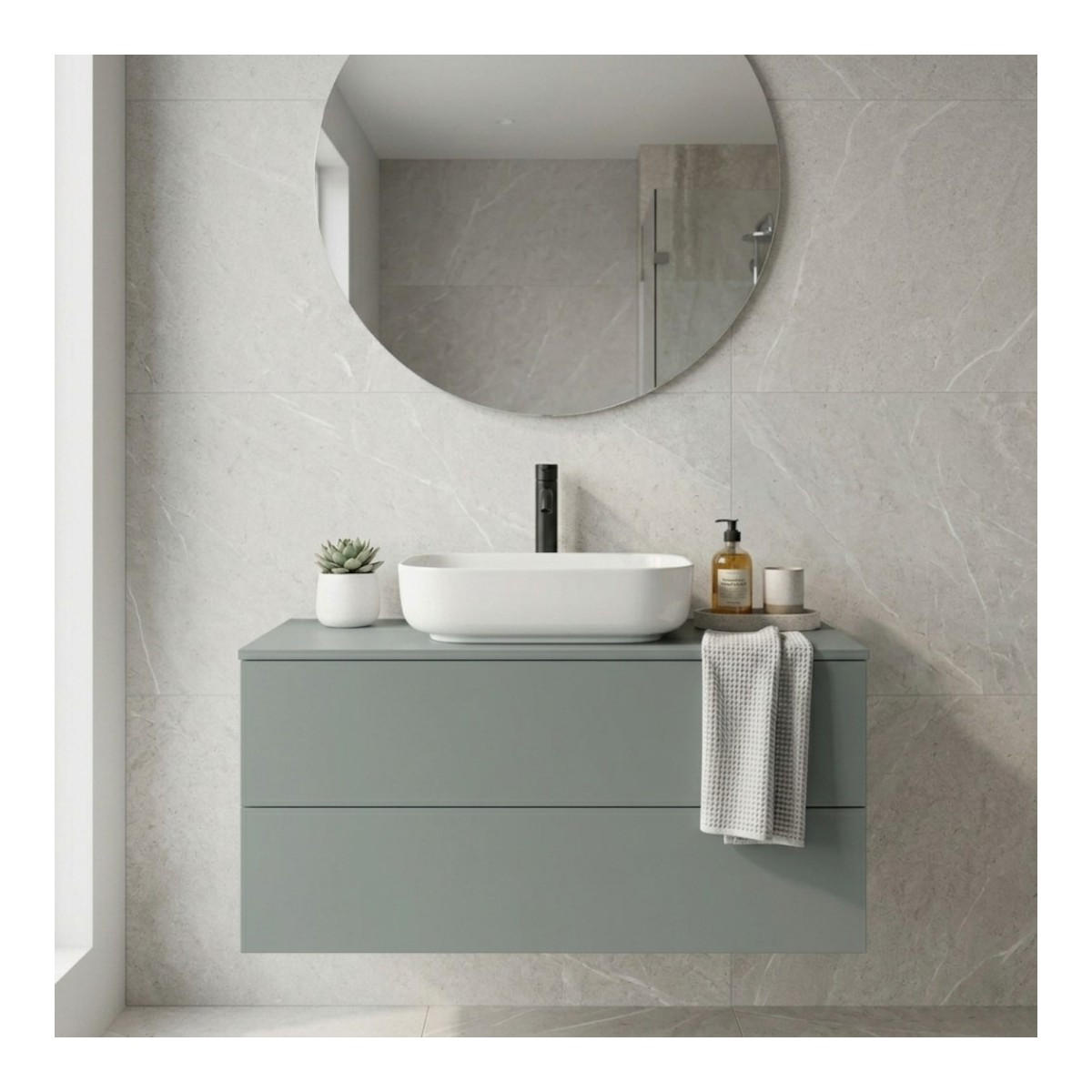 WASCHTISCHUNTERSCHRANK Color 2S 80 Aloe - Dunkelgrün, Holzwerkstoff (80/50/45cm) - mzm24