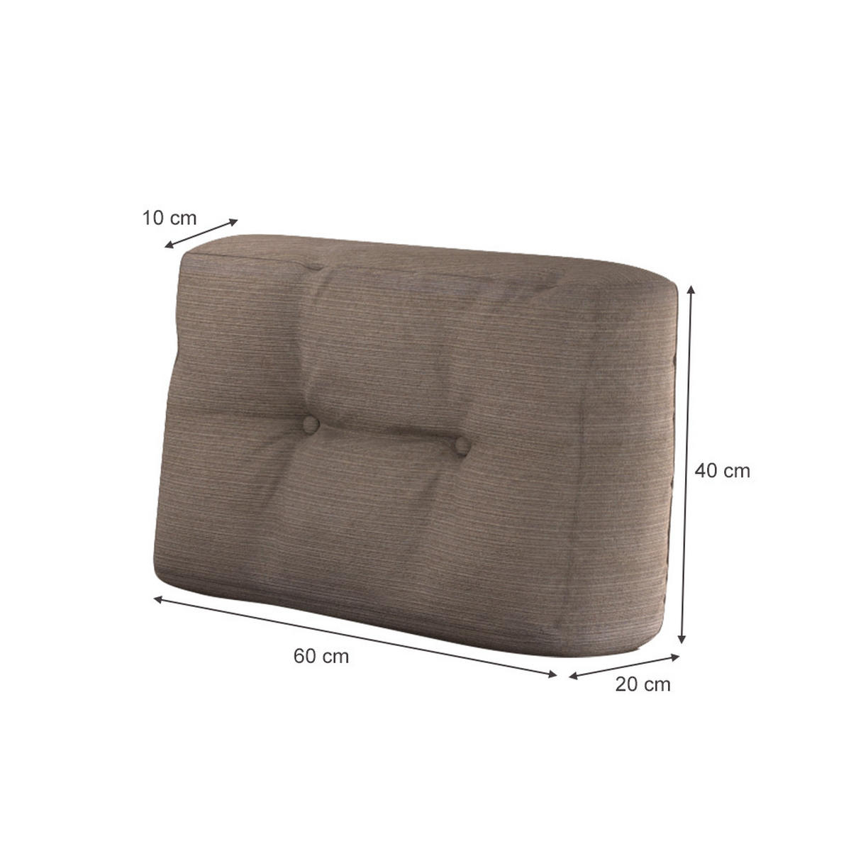 PALETTENKISSEN Taupe 60 x 20 cm - Taupe, Textil (60/40/20cm) - Vicco