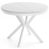 OKRUHLY Rozkladaci Jedalensky Stol - Stol Loft s Bielymi Kovovymi Nohami - 120 až 200 cm - Industrialny Stol - 120 cm - Biely - biela, kov/kompozitné drevo (120/200/76cm) - WFL GROUP