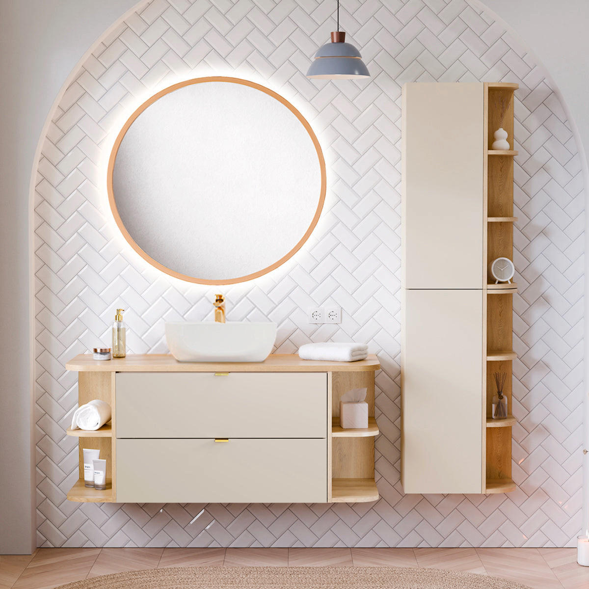 WASCHTISCHUNTERSCHRANK 100.4cm Azel Kaschmir - Beige, Holzwerkstoff (100.4/52/46cm) - Petits-meubles