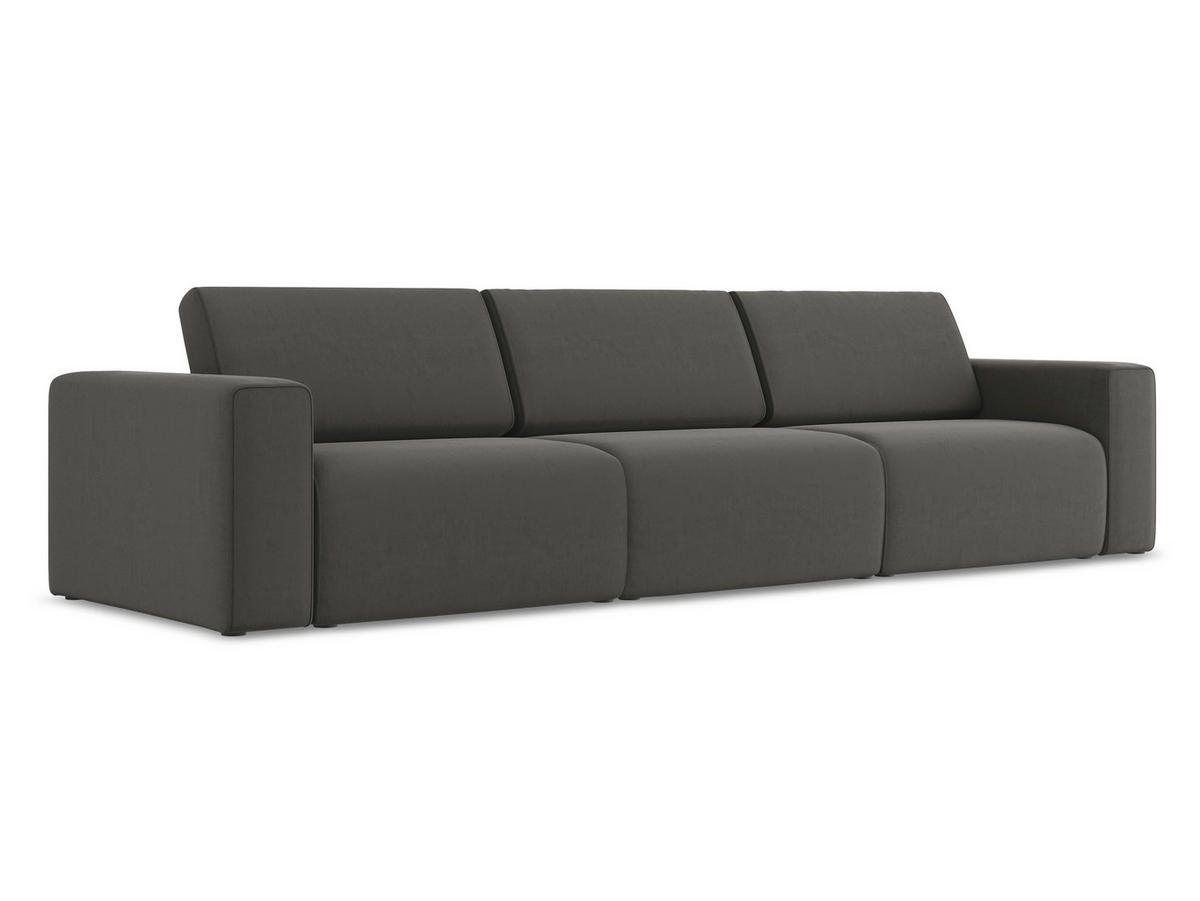 4-SITZER-SOFA Samt Stoff Grau - Dunkelgrau/Schwarz, Kunststoff/Textil (314/80/103cm) - Makamii