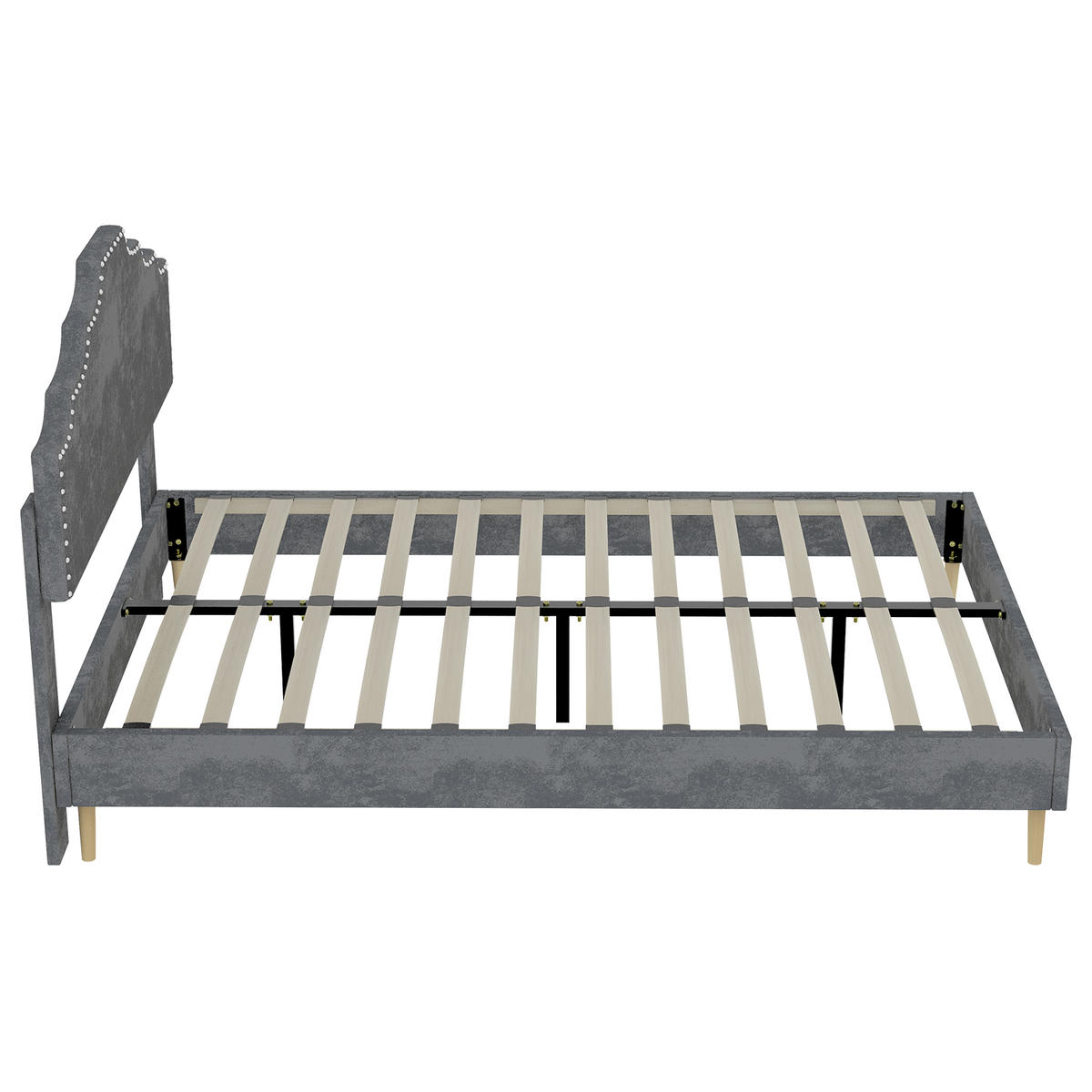 POLSTERBETT 140/200 cm DE-35412 mit weichem Kopfteil Grau - Grau, Metall (140/200cm) - ComfortXL