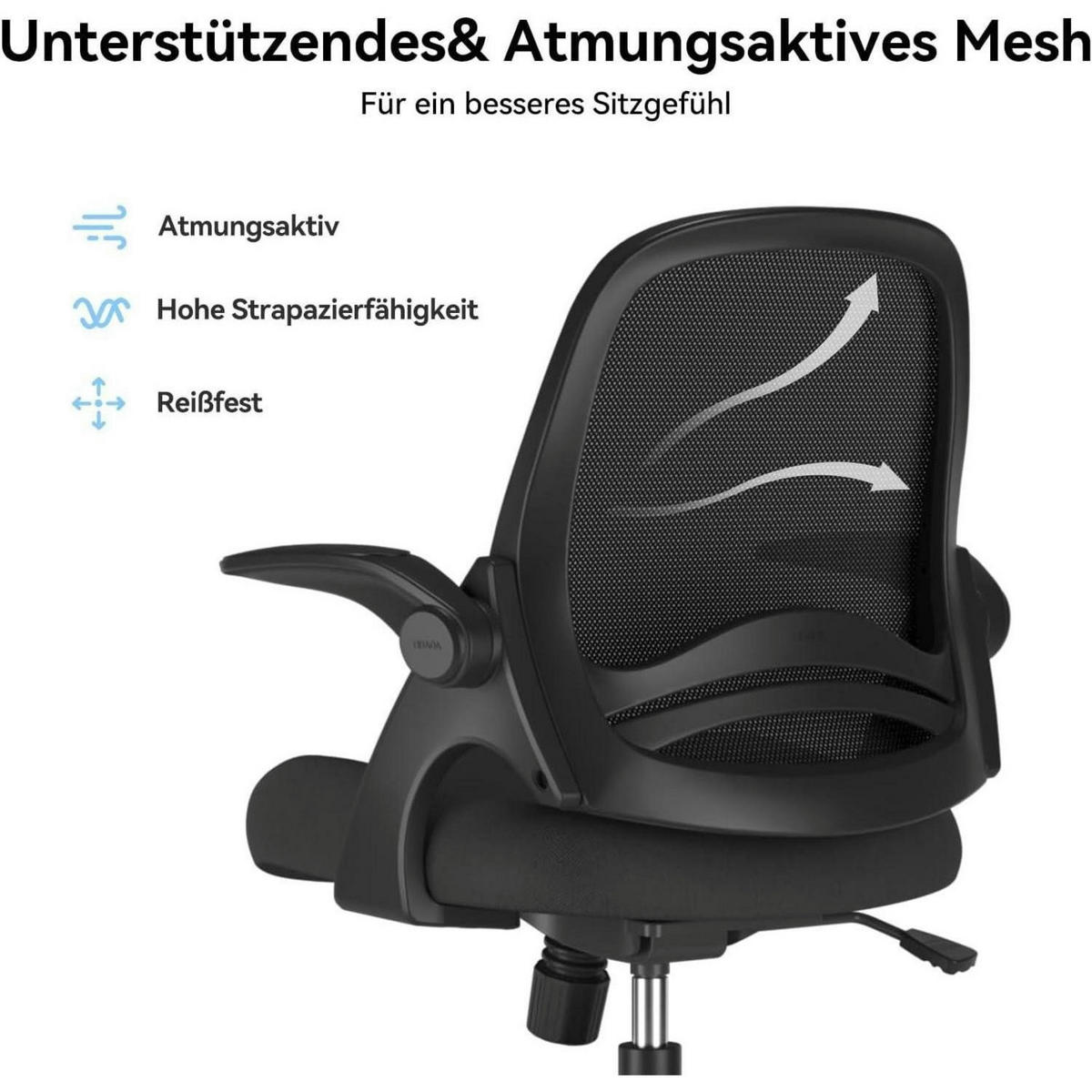 BÜROSTUHL J1 Mesh Schwarz - Schwarz, Kunststoff (60/100/60cm)