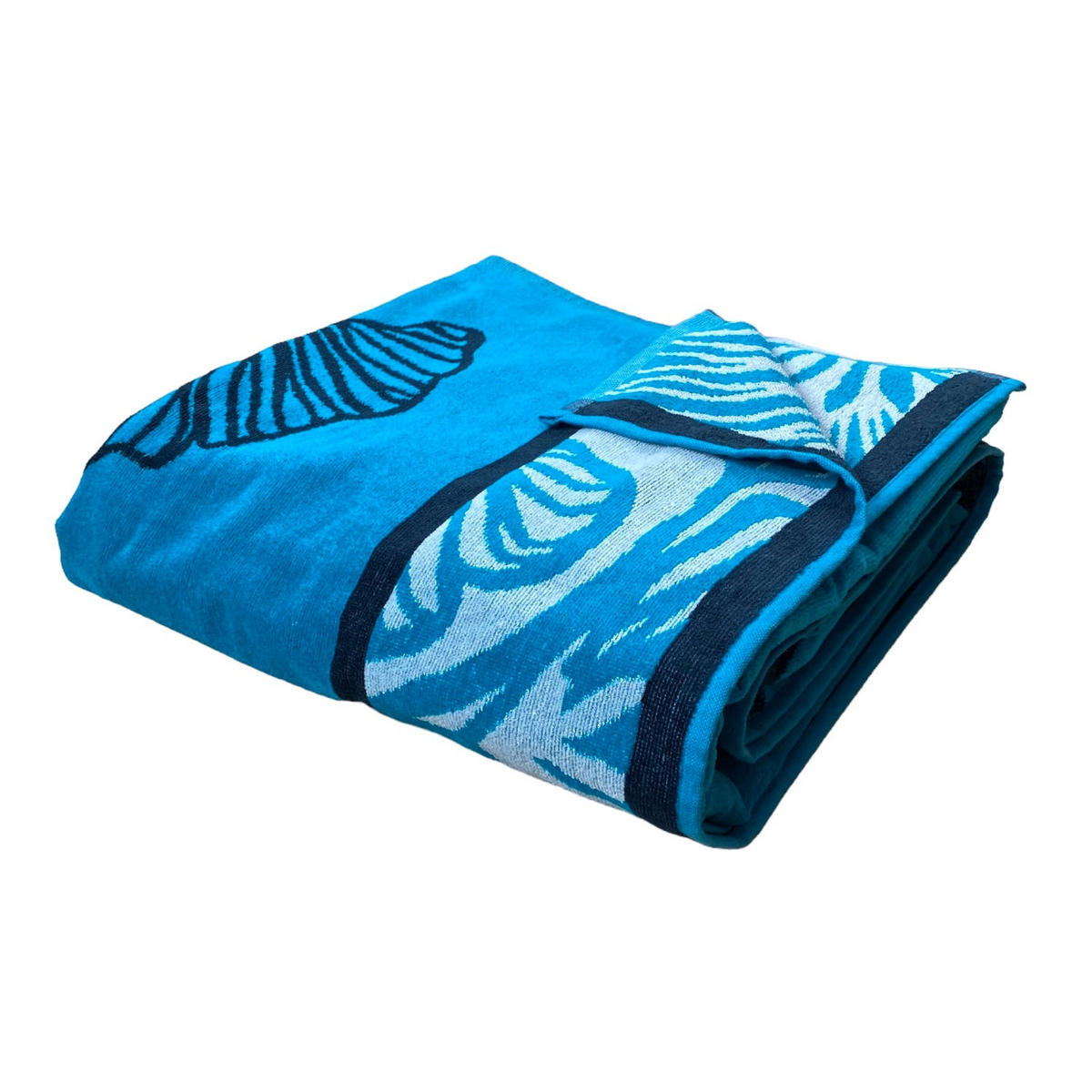 STRANDTUCH Frottee Velours Jacquard Kaly 140x180 400g/m² - Blau, Textil (140/180cm) - LE COMPTOIR DE LA PLAGE