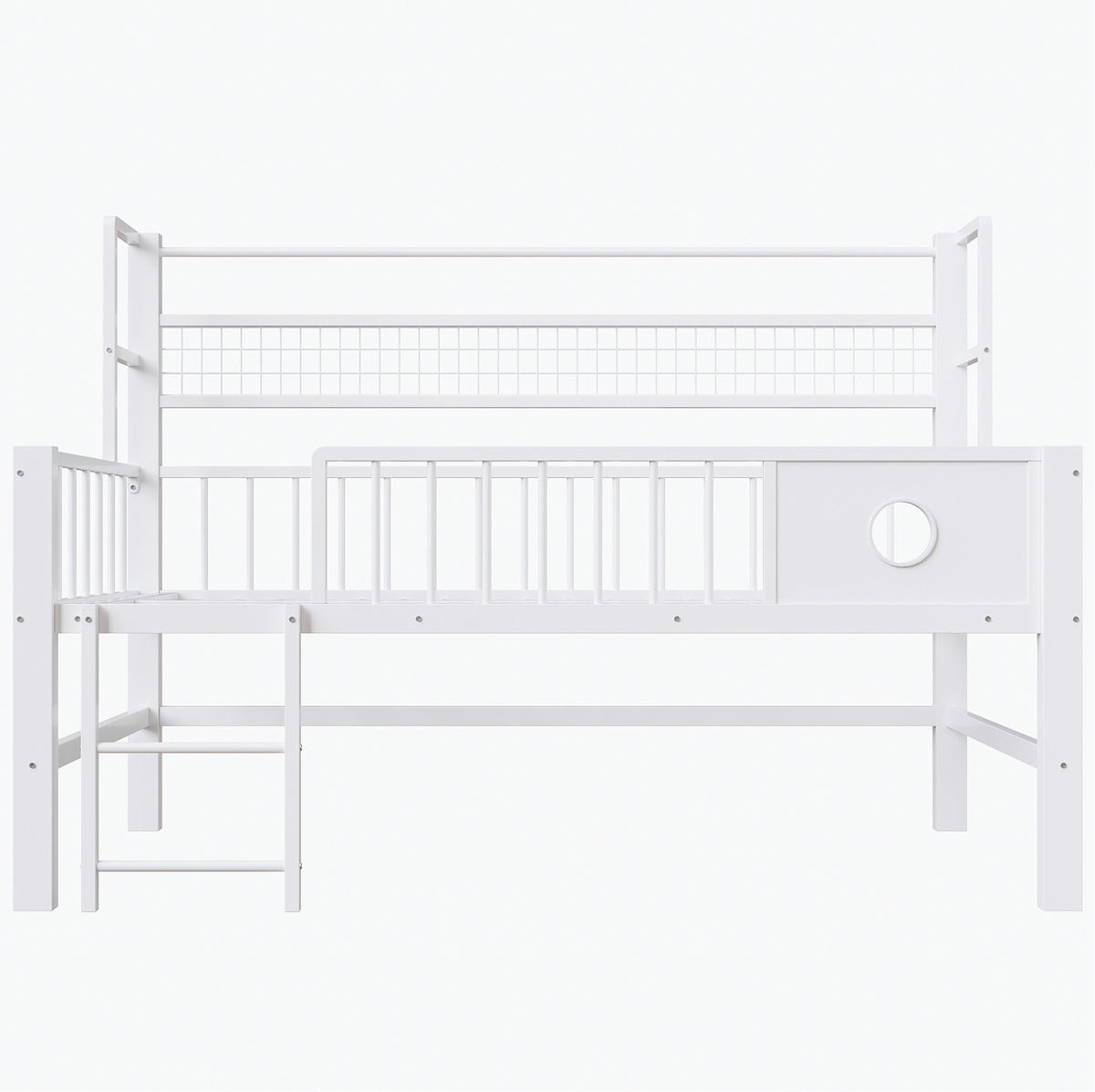 KINDERHOCHBETT niedrig mit Stauraum 90x200 cm Metall Weiß - Weiß, Metall (90/200cm) - Beauniv