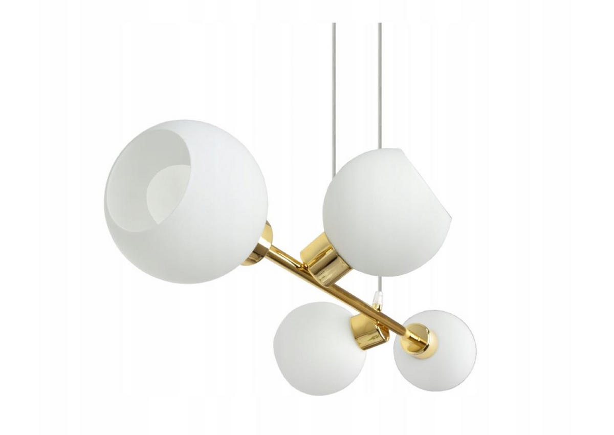 PENDELLEUCHTE GOLDGLAS - Goldfarben/Weiß, Glas/Metall (40/85/100cm) - kiki design