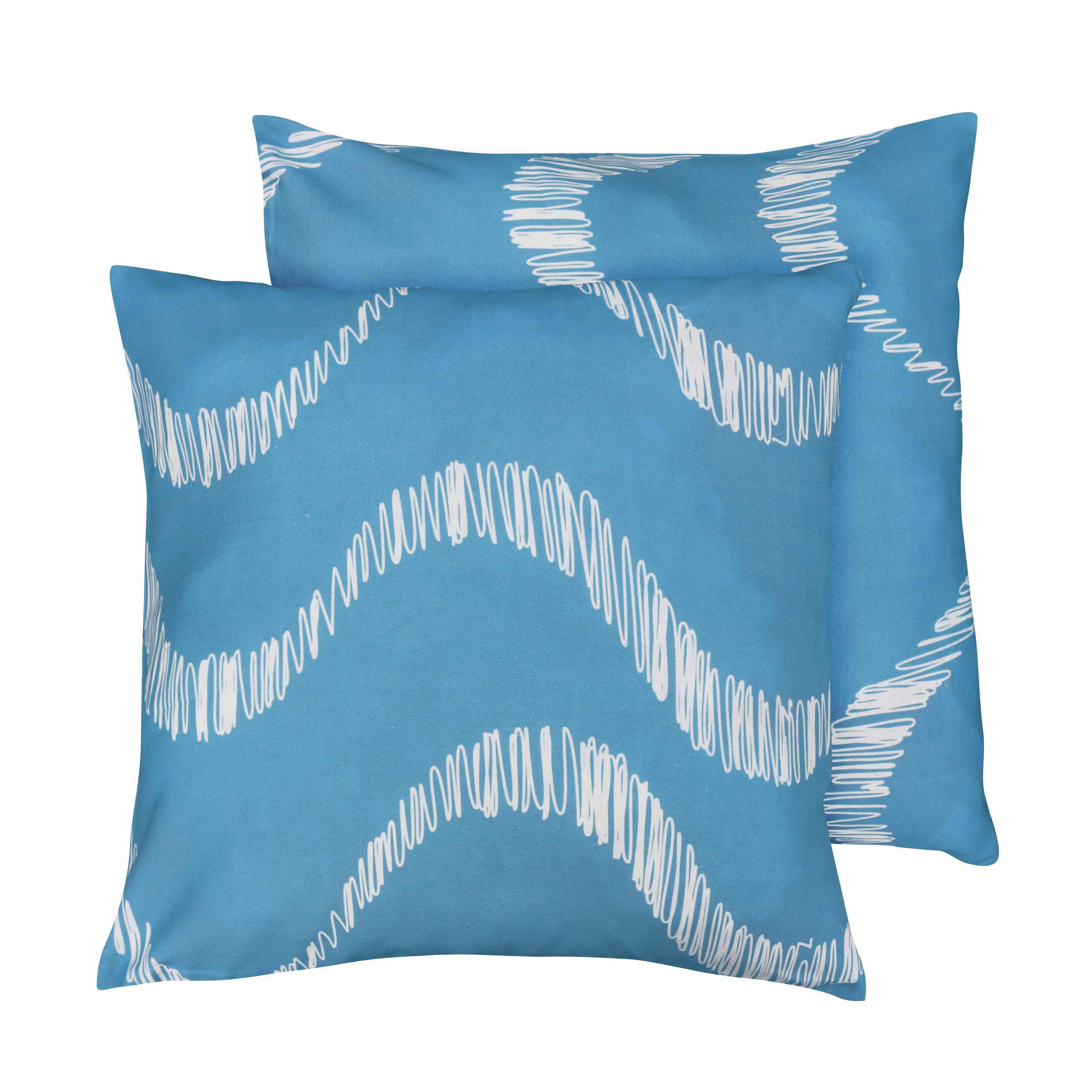 KISSEN, Weiß und Hellblau - Blau, Textil (45/45cm) - Oviala