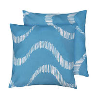 KISSEN, Weiß und Hellblau - Blau, Textil (45/45cm) - Oviala