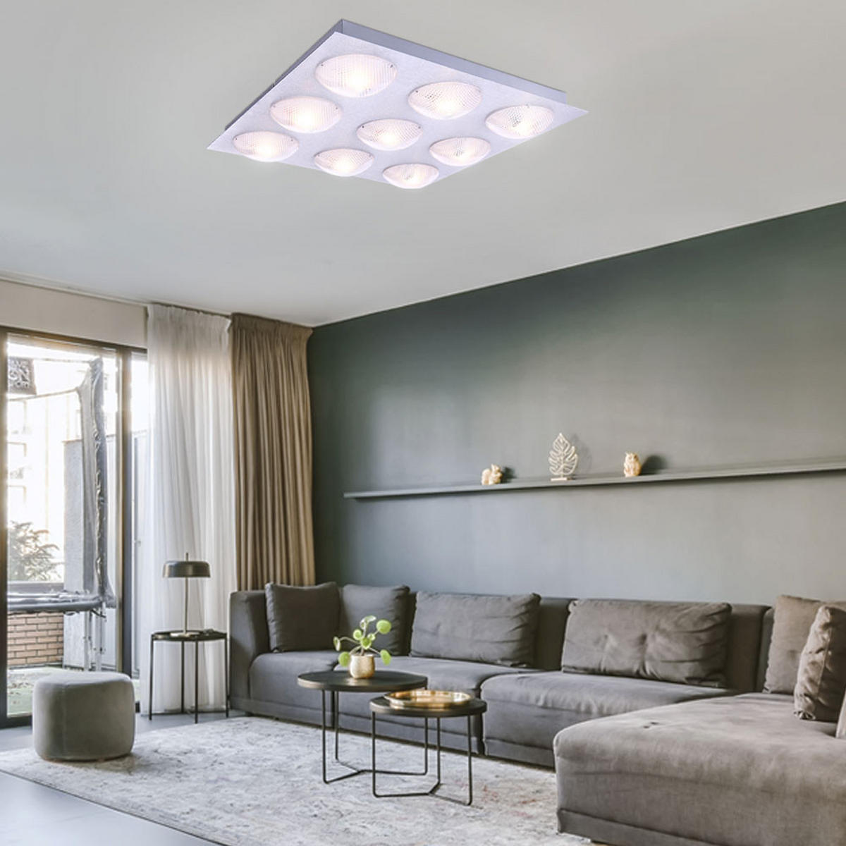 LED DECKENLEUCHTE TINA Aluminium Silber - Silberfarben, Metall (33/33/5cm) - Globo Lighting