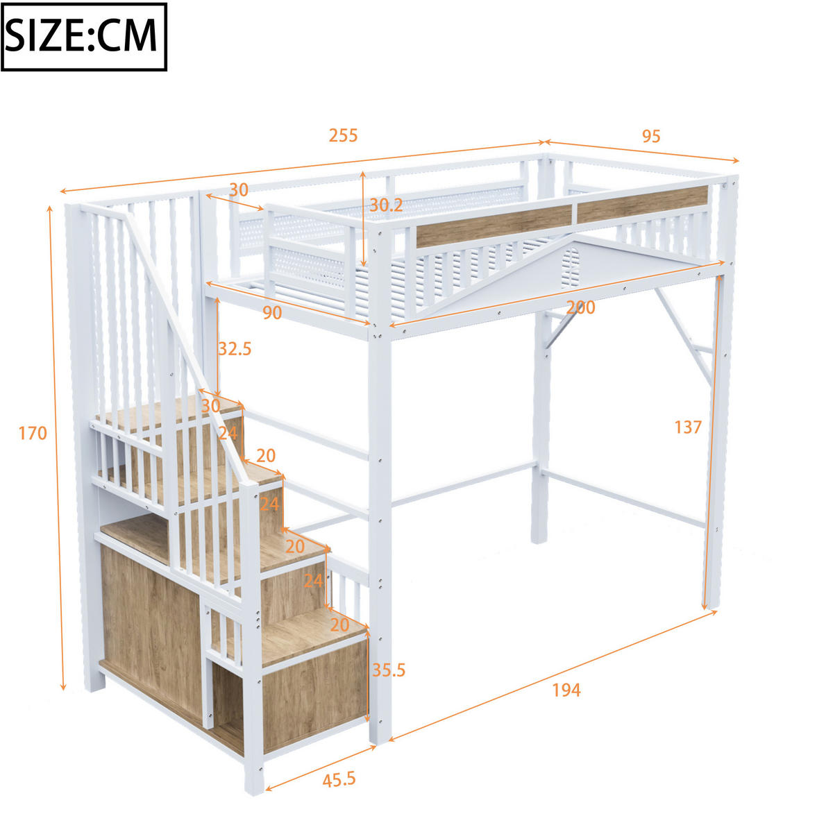HOCHBETT 90/200 cm Weiß mit Sicherheitsgehäuse und Stauraum - Weiß, Metall (90/200cm) - OKWISH