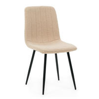 STUHL GELA gepolstert mit Steppung - dunkelbeige - Boucle TEDDY - Beige/Schwarz, Textil/Metall (45/89/53cm) - NEW HOME